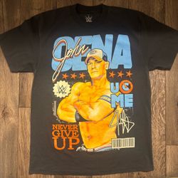 WWE John Cena Never Give Up Blue Orange Shirt Size Large