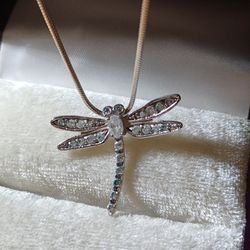 Vintage Sterling Silver Dragonfly Necklace 