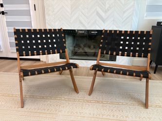 Mid Century Modern Accent Chair with Woven Webbing Seat & Backrest