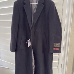 Black wool and cashmere blend overcoat. 