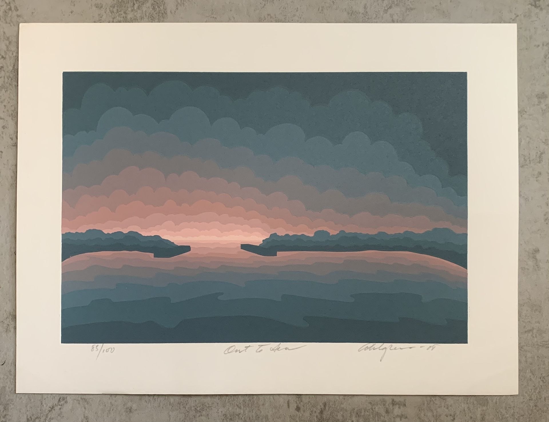 Listed Roy Ahlgren Original 1988 Signed Serigraph Print "Out to Sea" 85/100