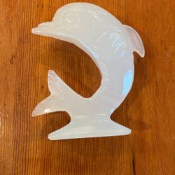 Vintage Carved Onyx Dolphin Figurine 