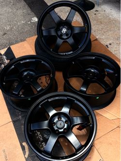 New Black 18x8.0J TL Flow Form 6-Spoke Wheels Set of 4