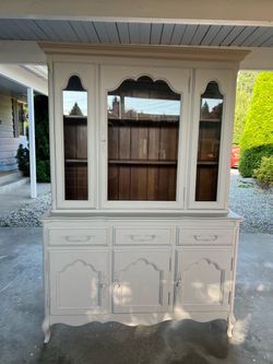 Solid wood refurbished hutch