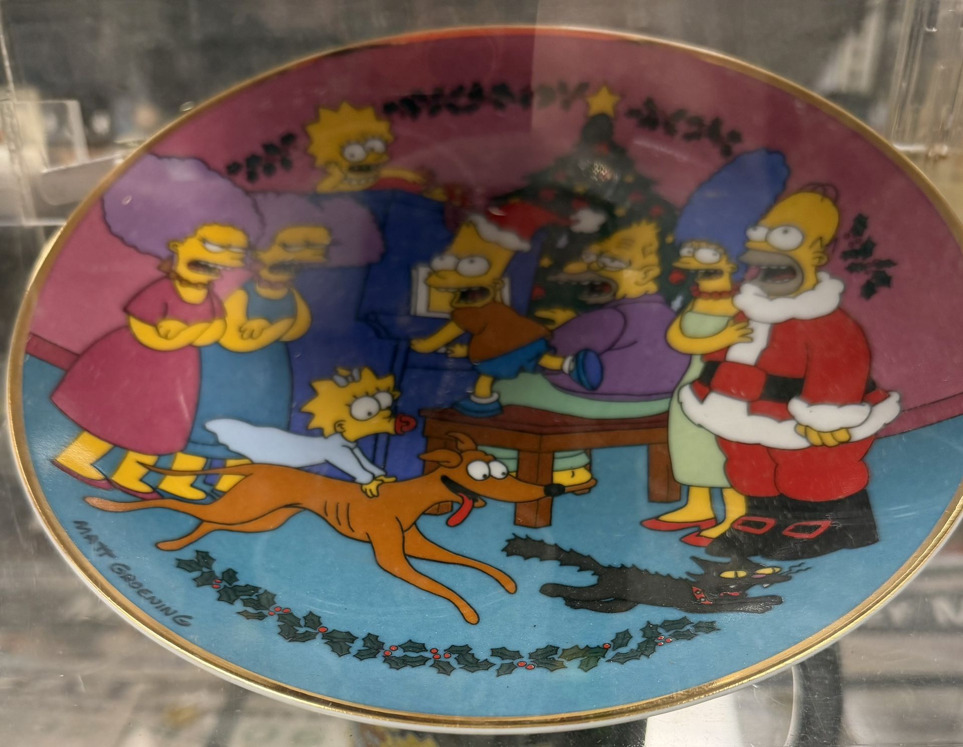 Simpsons Christmass 14 K Rimmed 8” Plate