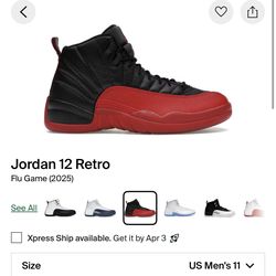 Jordan 12 Retro Flu Game Size 11