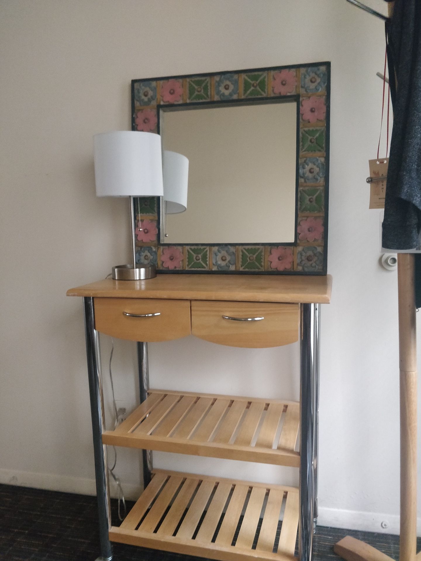 2Tier-Rolling Bamboo Cart