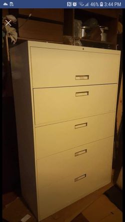 5-drawer 42" wide commercial lateral file cabinet,