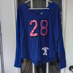 Disney Parks Navy Blue Long sleeve #28 Minnie Mouse Shirt Sz Large NWT