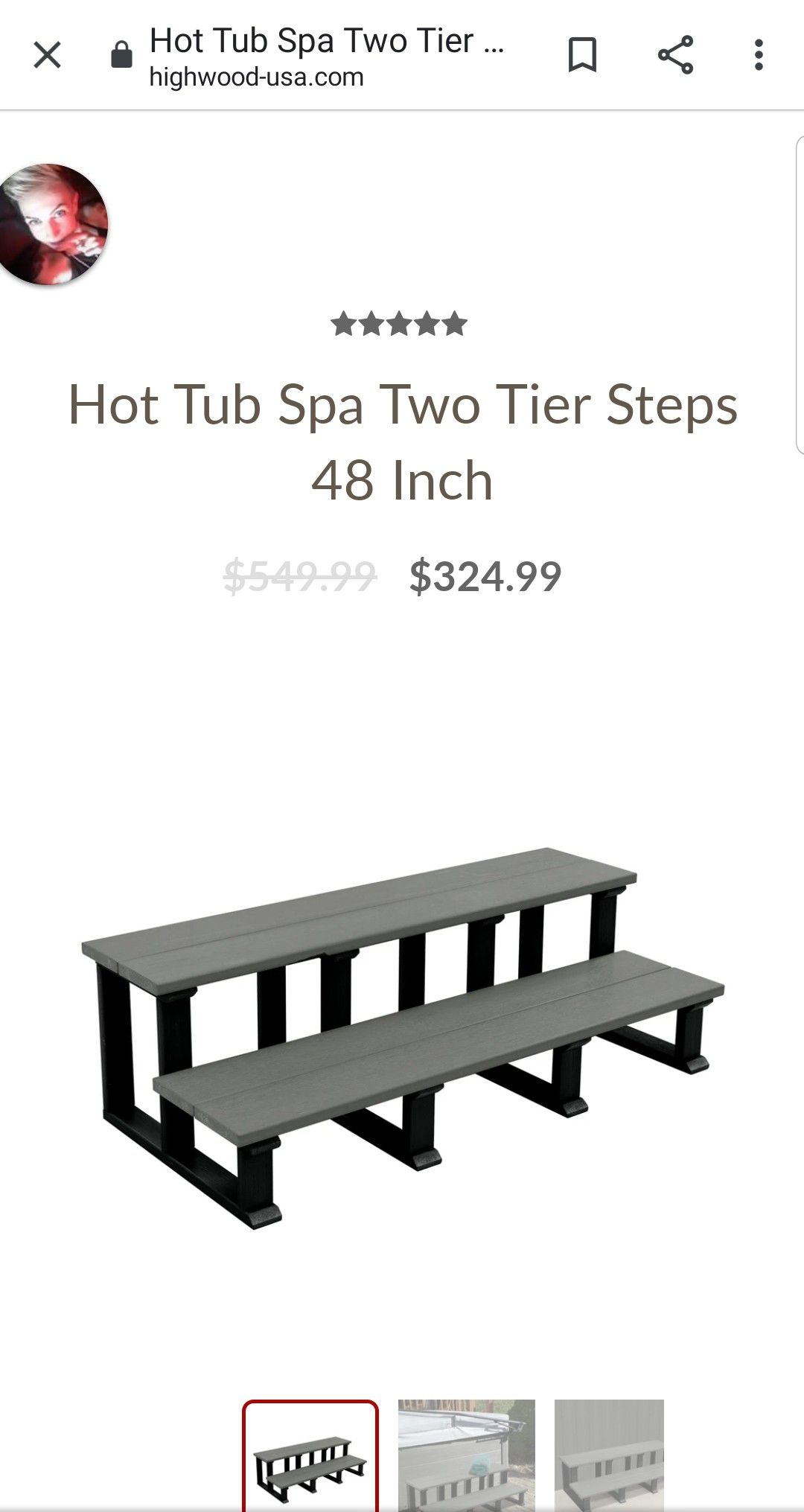 Hot Tub Spa Two Tier Steps, 48", Coastal Teak