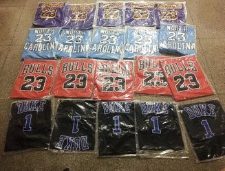 DUKE, NORTH CAROLINA, BULLS & LAKERS JERSEYS!