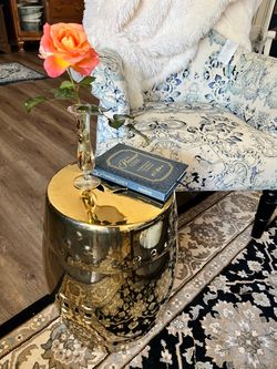 Gold Ceramic Garden Stool Side Table