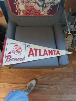 Vintage Mlb Atlanta Braves Hanging Pennant Flag Banner Baseball