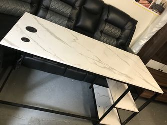 White desk with inputs