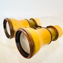 Antique Opera Glasses Binoculars Ivory Tone & Brass 4" Victorian