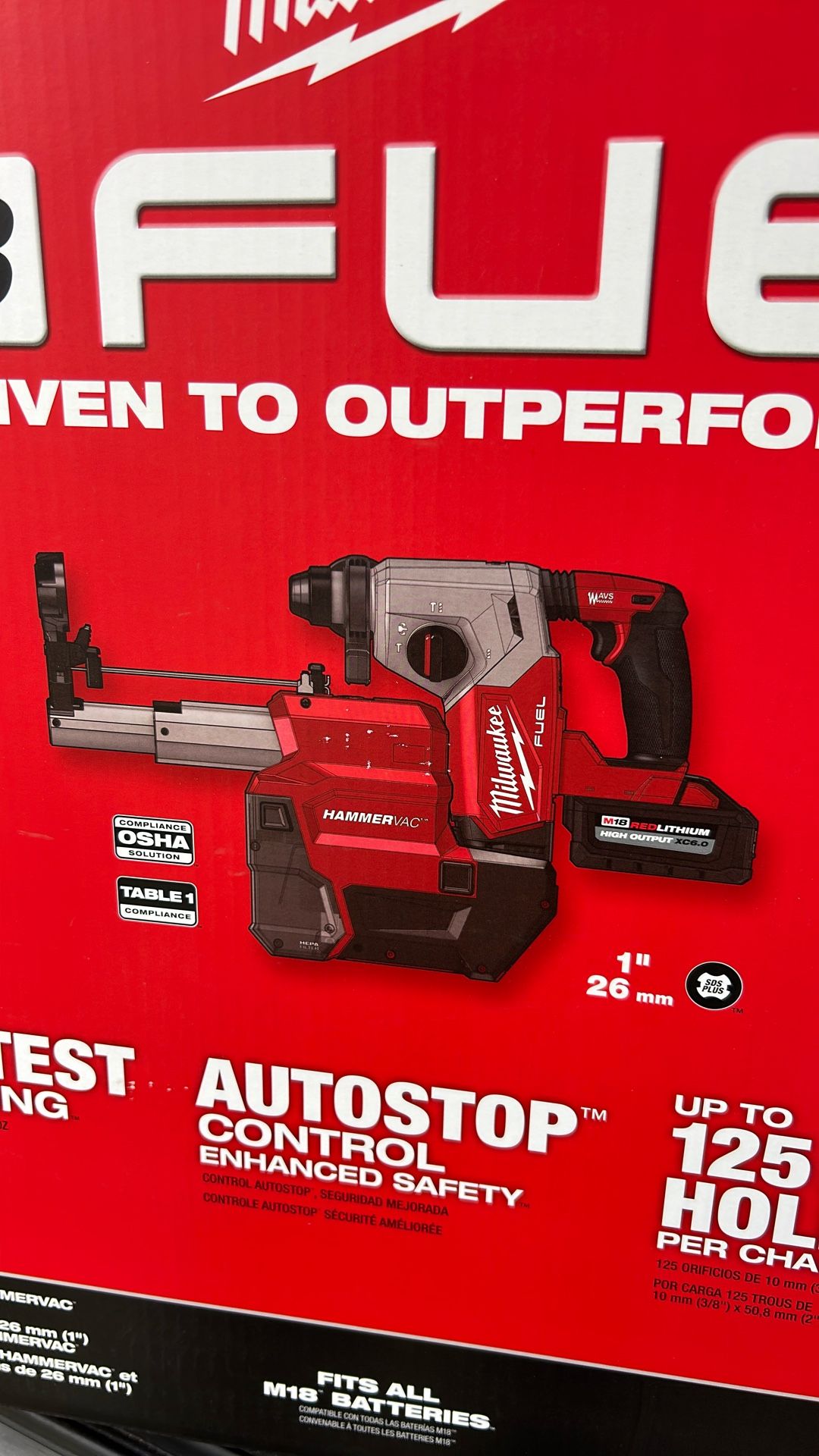 Milwaukee M18 FUEL 1” SDS Plus Rotary Hammer &HAMMERVAC Kit