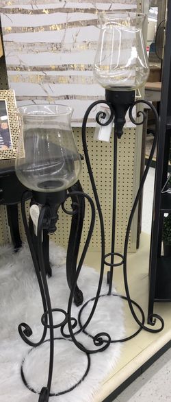 Black Pair Metal Candleholders