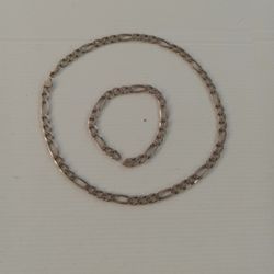 Men's Silver Necklace and Bracelet