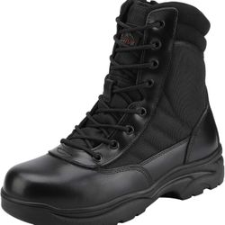Military Tactical Work Boots Side Zipper Leather  SIZE :10