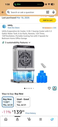 4 month old air cooler for sale