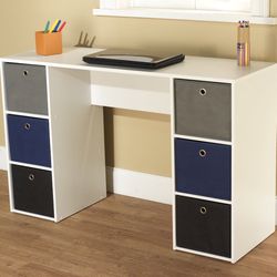 Student Writing Desk with 6 Fabric Bins - Brand New In The Box