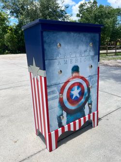 One-of-a-kind Captain America Solid Wood 4 Drawer Dresser/Marvel Superhero/Custom Hand Finished