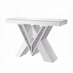 Mirrored console table with faux Crystals brand new in box firm price $450