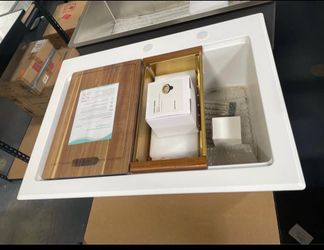 New 30 Inch White Drop In Granite Composite Kitchen Sink 30"x22"x9”