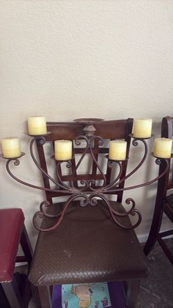 Large Wrought Iron Candelabra with Candles