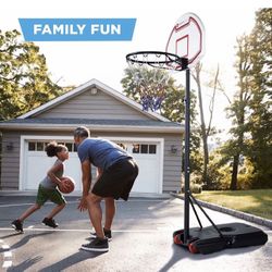Best Choice Products Kids Height-Adjustable Basketball Hoop, Portable Backboard System Stand w/ 2 Wheels, Fillable Base, Weather-Resistant, Nylon Net 