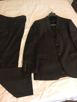 hatem sayki mens dark earthtone/gray? windowpane pattern 2 button suit from turkey 40? 42? size 36” pants