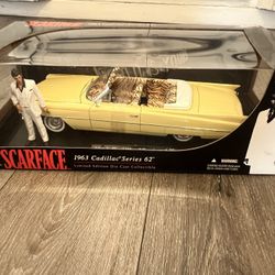 Diecast 1/18 scale Scarface 1963 Cadillac Series 62 JADA Limited Movie Diecast Montana brand New box in perfect condition 