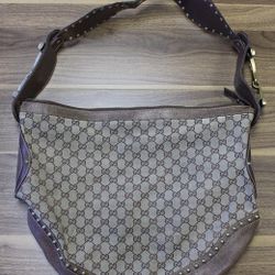 Gucci Monogram Pelham Studded Shoulder Bag 