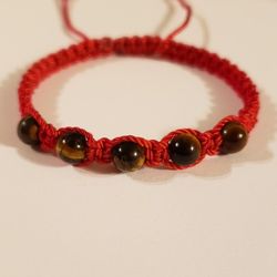 Adjustable Red String Gemstone Bracelet for Adults