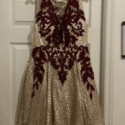 Gold/burgundy Dress