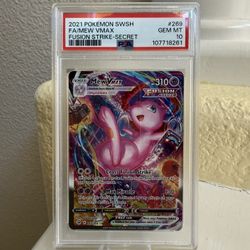 2021 POKEMON SWORD & SHIELD FUSION STRIKE SECRET #269 FULL ART/MEW VMAX PSA 10