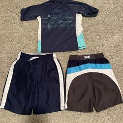Boys swim trunks and rash guard