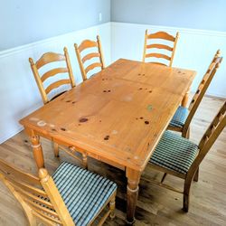 Dining Room Set Table 6 Chairs Solid Wood