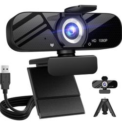 New Full HD Webcam with Built-in Microphone and Rotatable Tripod