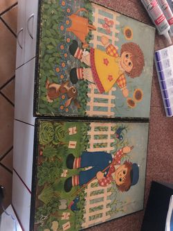 Raggedy Ann and Andy vintage wall hangings
