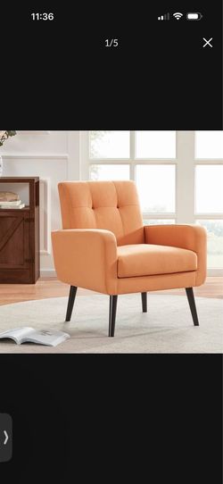 HUIMO Accent Chair, Upholstered Button Tufted Chair, Linen Fabric Sofa Chairs, Living Room Chair, Comfy Mid-Century Modern Chair for Bedroom, Single S