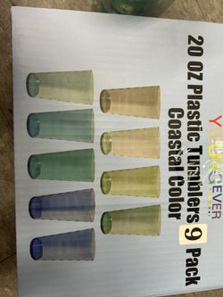 20OZ Plastic Tumblers 9pack Coastal Color