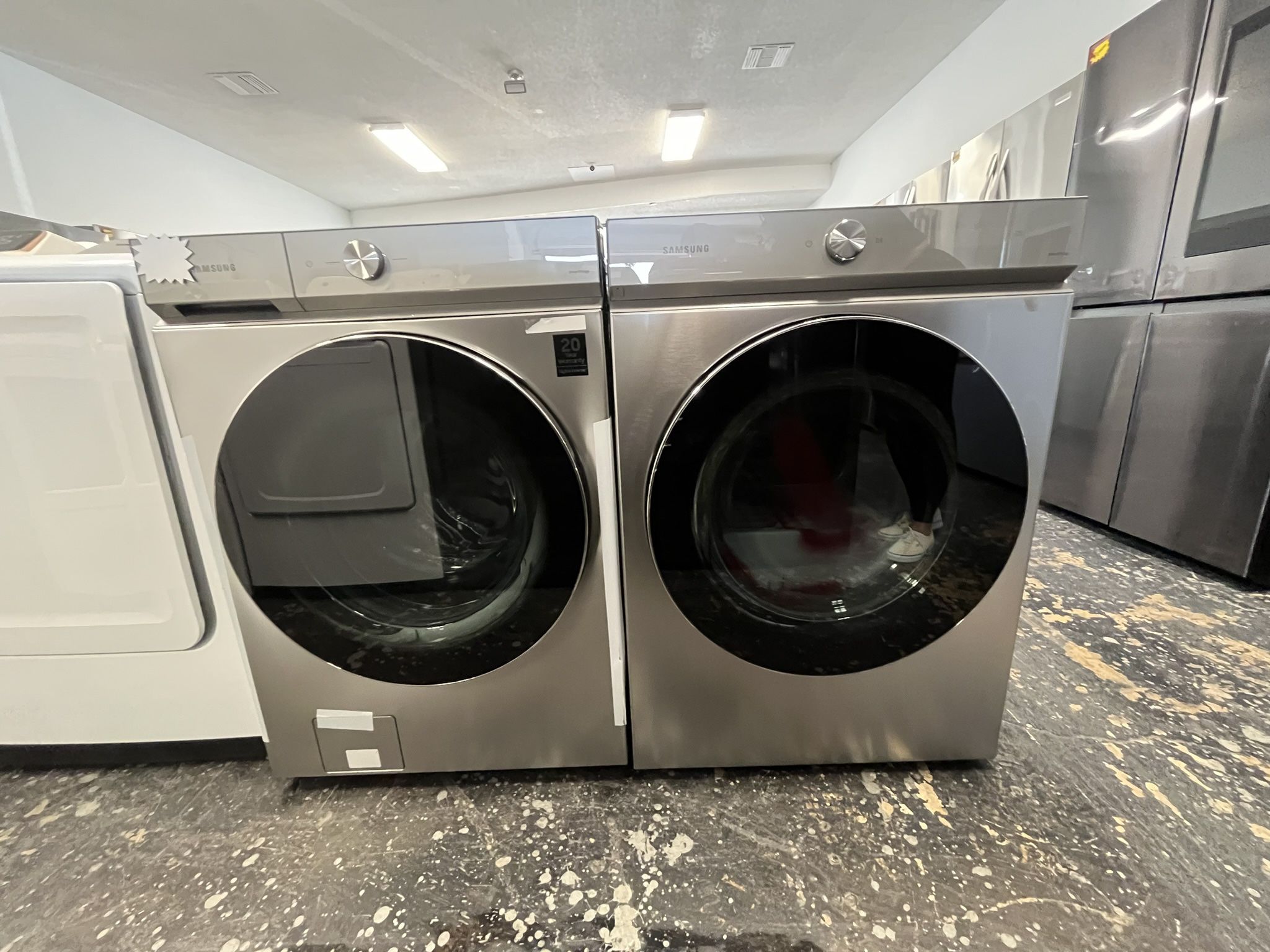 ‼️‼️ Samsung Bespoke Washer Dryer Set Front Loaders Large Capacity Stainless Steel Color‼️🚩