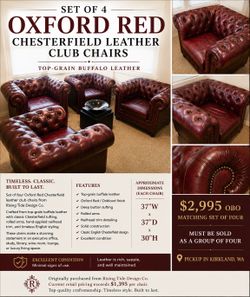 OXFORD RED CHESTERFIELD LEATHER CLUB CHAIRS