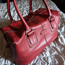 TOD'S RED LEATHER CUBE BAG