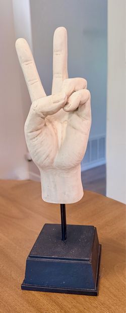 Peace Sign Hand Statue Art Sculpture 14" x 4.5” TMS 2005 Vitruvian Collection