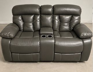 Gray Dual Power Reclining Loveseat with Center Console