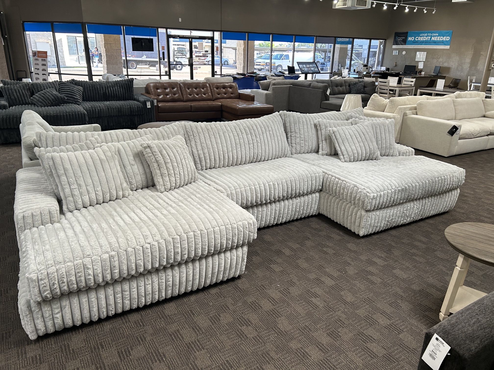 Big Soft White Grey Sectional Couch