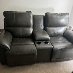 Lazboy Leather Recliner Sofa With Outlet Console