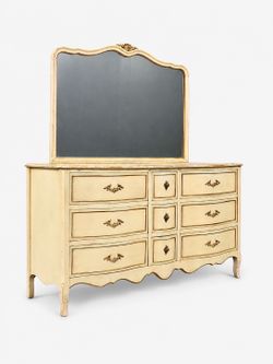 Vintage French Provincial Style "Limoges" Painted Dresser w/ Mirror by Drexel, c.1960's - Delivery Available